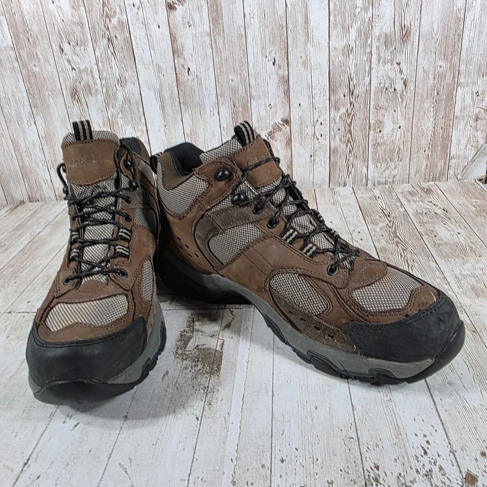 Cabelas Dry-Plus Mens Hiking Boots Brown Leather Mesh Waterproof 81-2733 13D